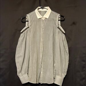 Brunello Cucinelli Gray and White Blouse Elegant Top